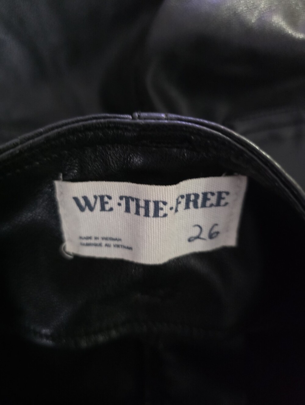 We The Free Black Faux Leather Flare Pants Slit Sides Curve Hugging Slim Size 26 - Picture 16 of 16